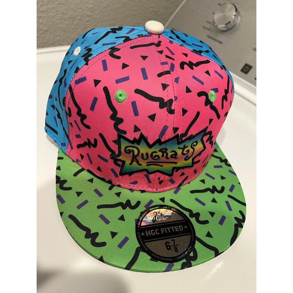 Headgear Classics Rugrats All-Over Print Fitted Hat Pink/Blue/Green Size 6 7/8